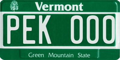 VT license plate PEK000