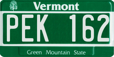 VT license plate PEK162