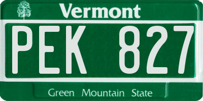 VT license plate PEK827