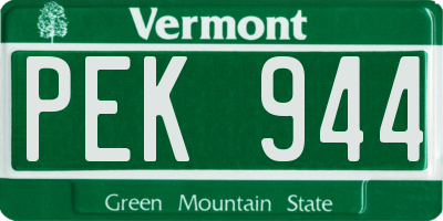 VT license plate PEK944