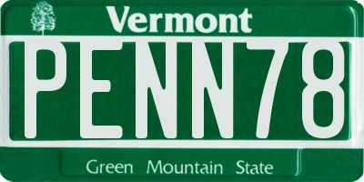 VT license plate PENN78