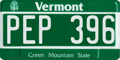 VT license plate PEP396