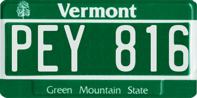 VT license plate PEY816