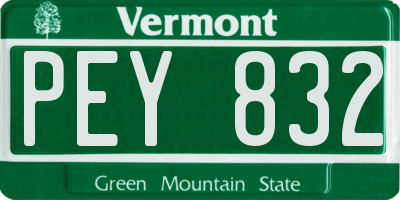 VT license plate PEY832