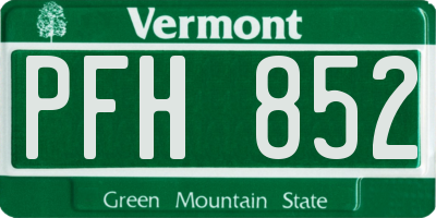 VT license plate PFH852