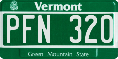 VT license plate PFN320