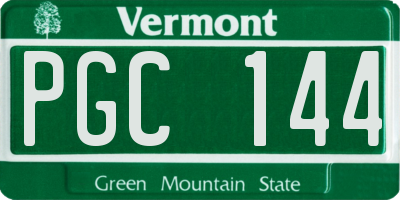 VT license plate PGC144