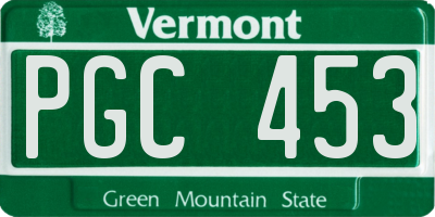 VT license plate PGC453