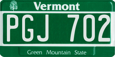 VT license plate PGJ702