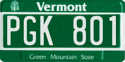 VT license plate PGK801