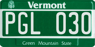 VT license plate PGL030