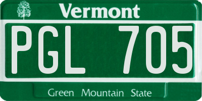 VT license plate PGL705