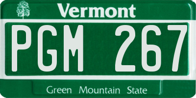 VT license plate PGM267
