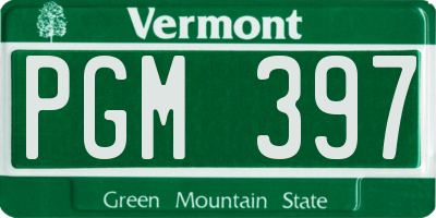 VT license plate PGM397
