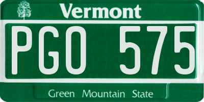 VT license plate PGO575