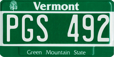 VT license plate PGS492