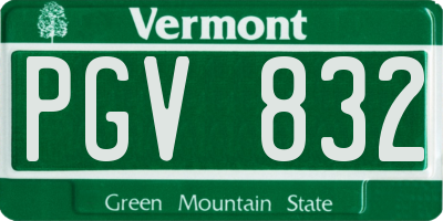 VT license plate PGV832