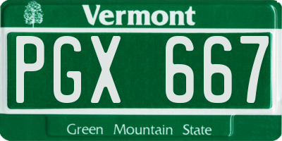 VT license plate PGX667