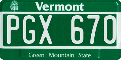 VT license plate PGX670