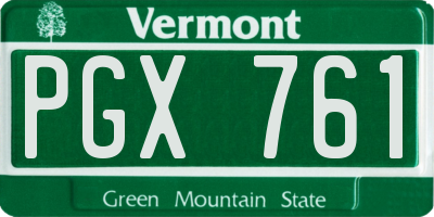 VT license plate PGX761