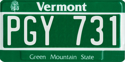 VT license plate PGY731