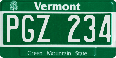 VT license plate PGZ234