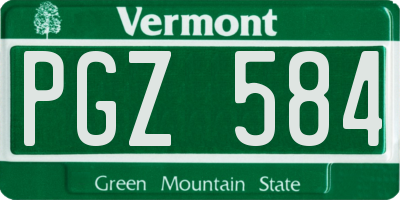 VT license plate PGZ584