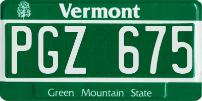 VT license plate PGZ675