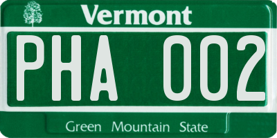 VT license plate PHA002