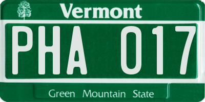VT license plate PHA017