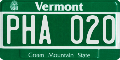 VT license plate PHA020