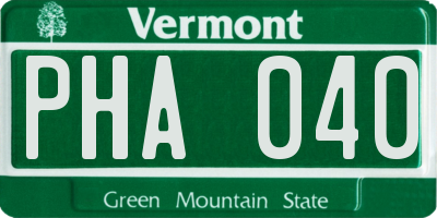 VT license plate PHA040