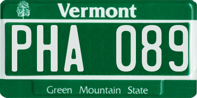 VT license plate PHA089