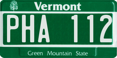 VT license plate PHA112