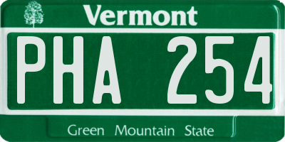 VT license plate PHA254