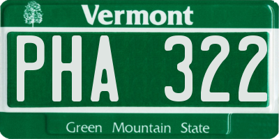 VT license plate PHA322