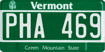 VT license plate PHA469