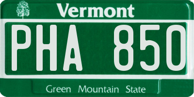 VT license plate PHA850