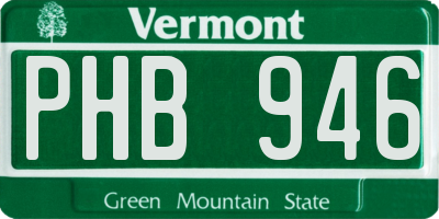 VT license plate PHB946