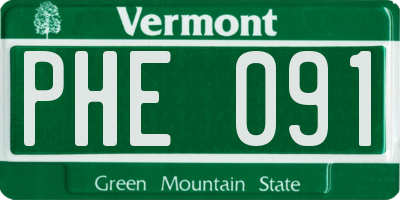VT license plate PHE091