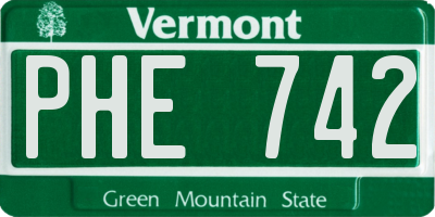 VT license plate PHE742