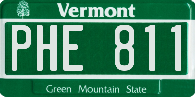 VT license plate PHE811