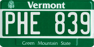 VT license plate PHE839