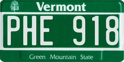 VT license plate PHE918