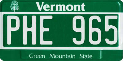VT license plate PHE965