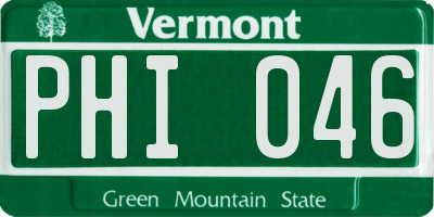 VT license plate PHI046