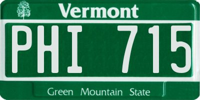 VT license plate PHI715