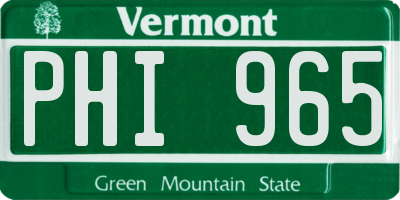 VT license plate PHI965