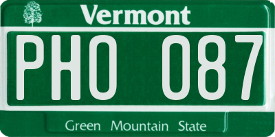 VT license plate PHO087