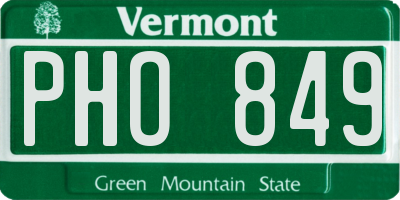 VT license plate PHO849